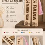 İsme özel ahşap kitap ayracı modeli, püsküllü kişiye özel isim yazılı kitap ayracı
